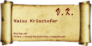 Vaisz Krisztofer névjegykártya